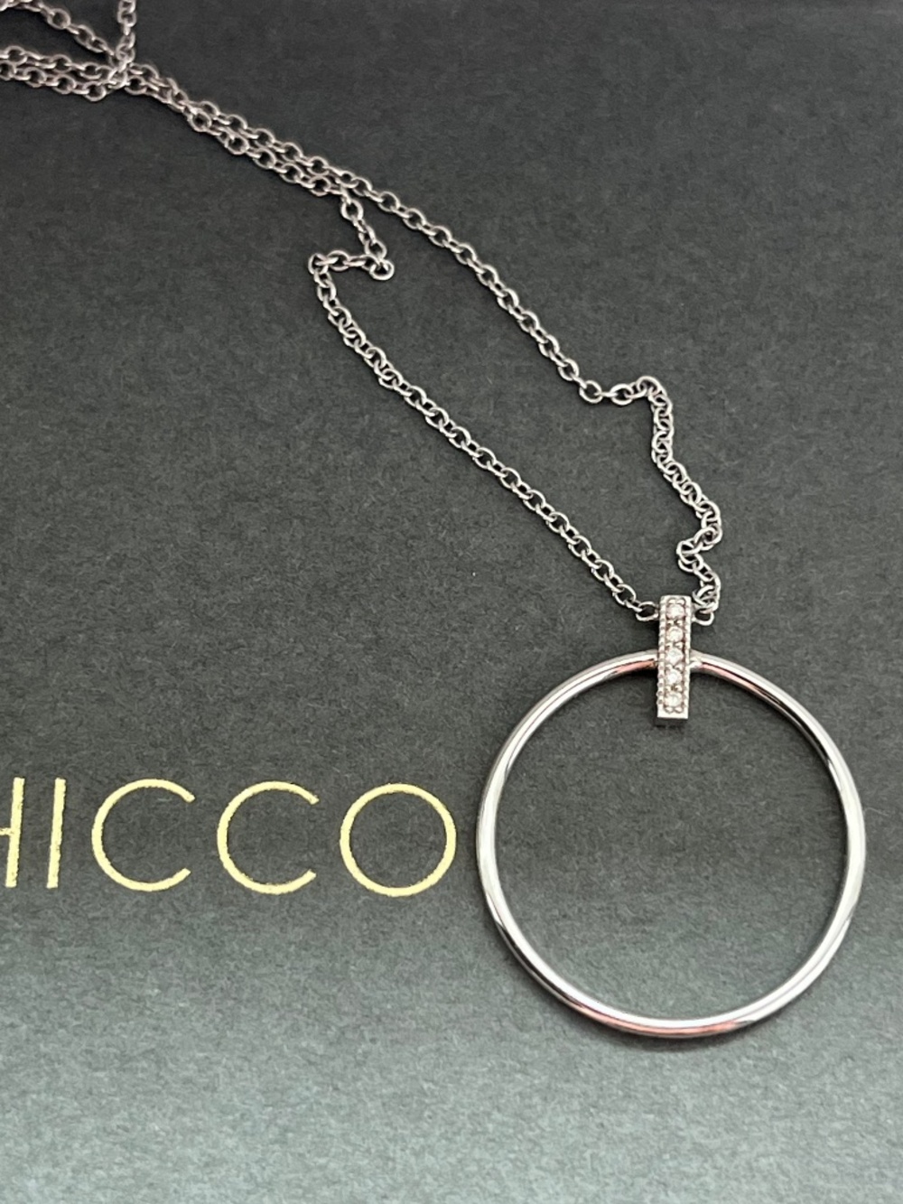 Zoe Chicco 14K White Gold Open Circle Diamond Necklace